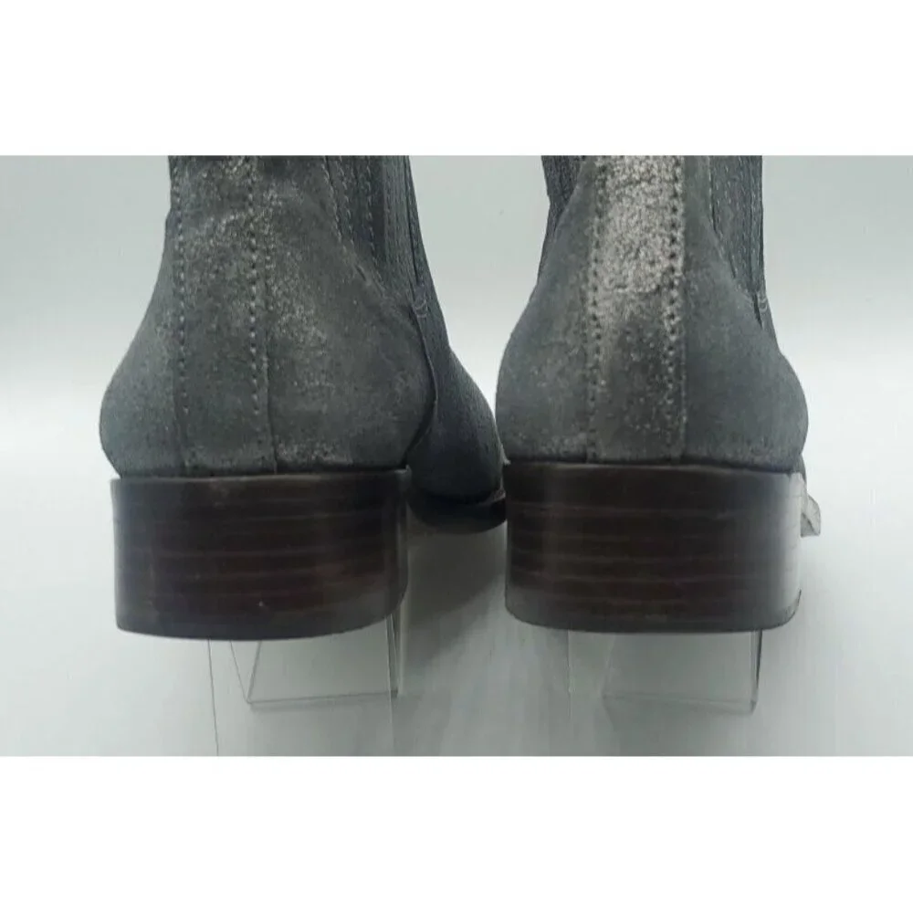 Tory Burch Wade Chelsea Gray Silver Shimmer Leather Ankle Boot Women's 9M /40